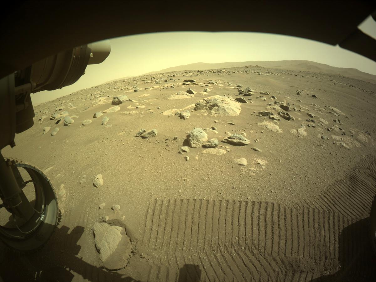 This image was taken by FRONT_HAZCAM_LEFT_A onboard NASA's Mars rover Perseverance on Sol 48