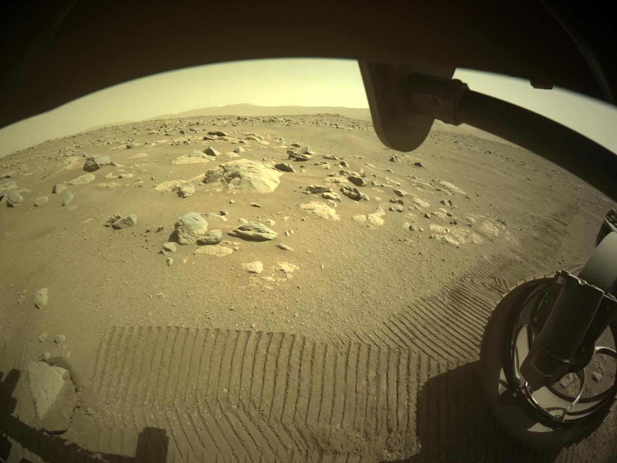 This image was taken by FRONT_HAZCAM_RIGHT_A onboard NASA's Mars rover Perseverance on Sol 48