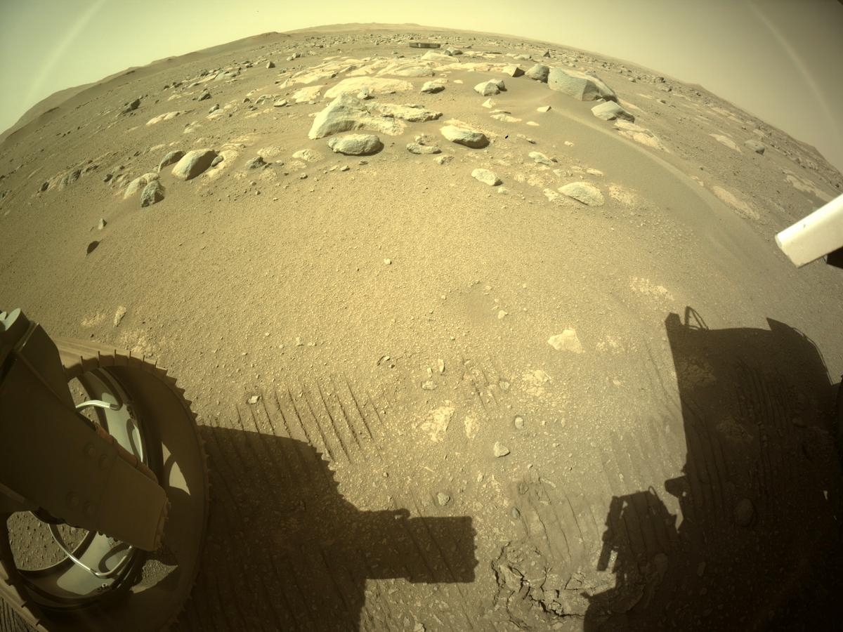 This image was taken by REAR_HAZCAM_LEFT onboard NASA's Mars rover Perseverance on Sol 48