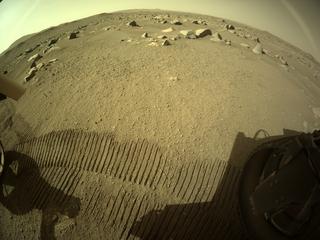 View image taken on Mars, Mars Perseverance Sol 49: Rear Right Hazard Avoidance Camera (Hazcam)