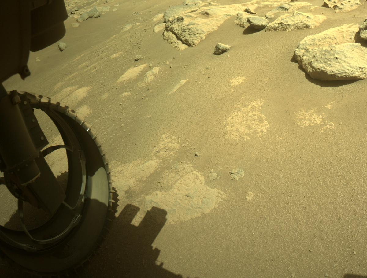 This image was taken by FRONT_HAZCAM_LEFT_A onboard NASA's Mars rover Perseverance on Sol 52