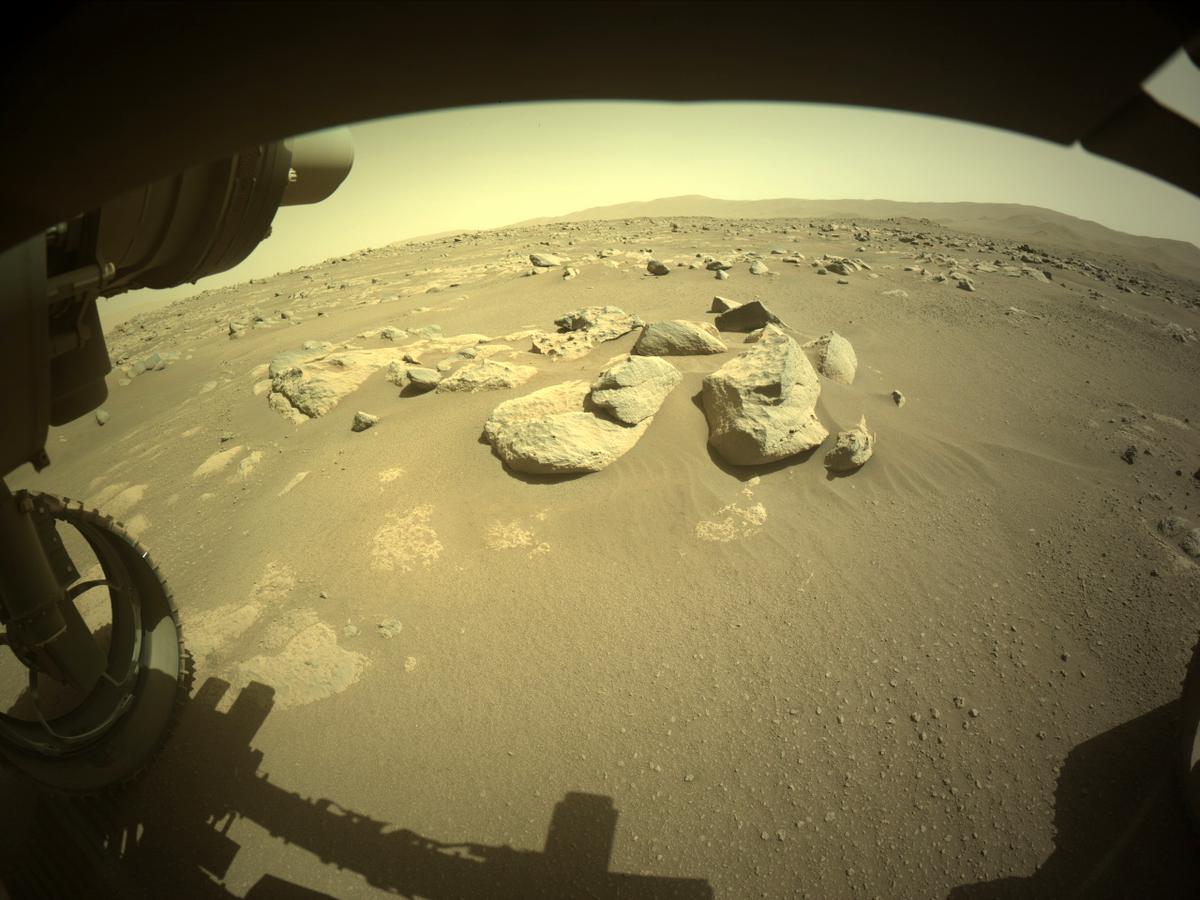 This image was taken by FRONT_HAZCAM_LEFT_A onboard NASA's Mars rover Perseverance on Sol 52