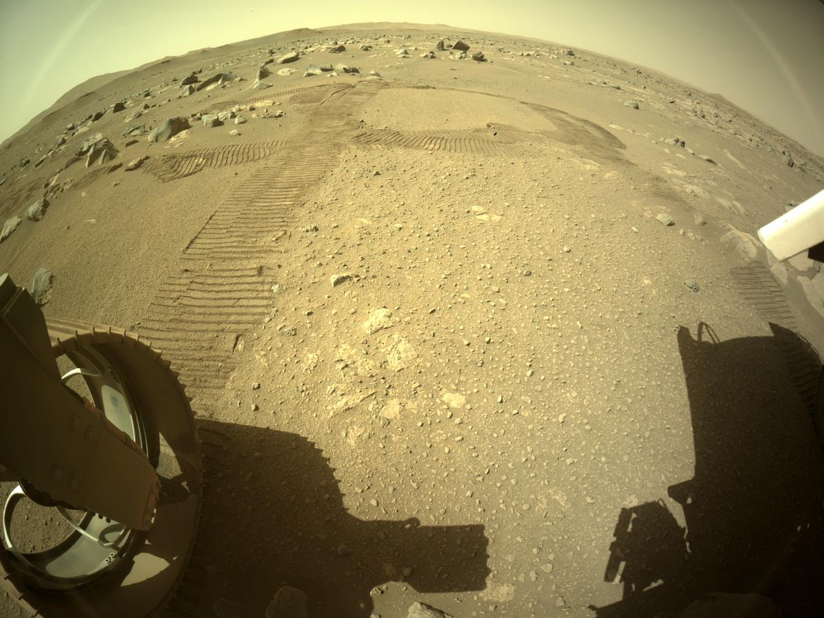 This image was taken by REAR_HAZCAM_LEFT onboard NASA's Mars rover Perseverance on Sol 52