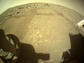 View image taken on Mars, Mars Perseverance Sol 52: Rear Left Hazard Avoidance Camera (Hazcam)