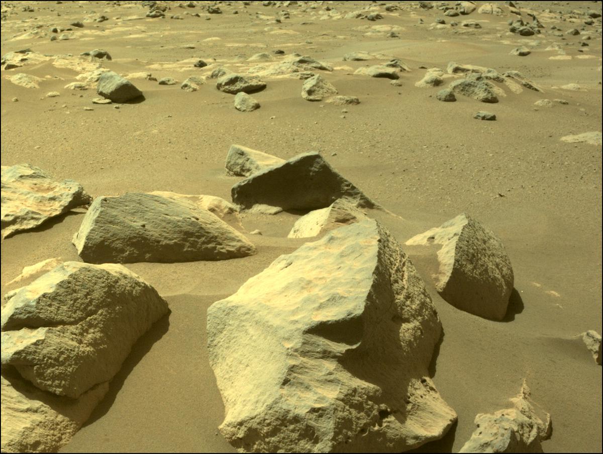 This image was taken by FRONT_HAZCAM_LEFT_A onboard NASA's Mars rover Perseverance on Sol 63