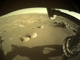 View image taken on Mars, Mars Perseverance Sol 65: Front Right Hazard Avoidance Camera (Hazcam)