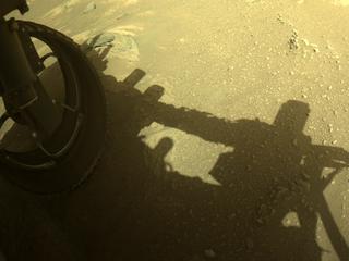 View image taken on Mars, Mars Perseverance Sol 66: Front Left Hazard Avoidance Camera (Hazcam)