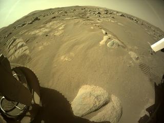View image taken on Mars, Mars Perseverance Sol 66: Rear Left Hazard Avoidance Camera (Hazcam)