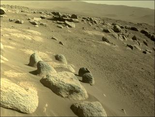 View image taken on Mars, Mars Perseverance Sol 73: Front Left Hazard Avoidance Camera (Hazcam)
