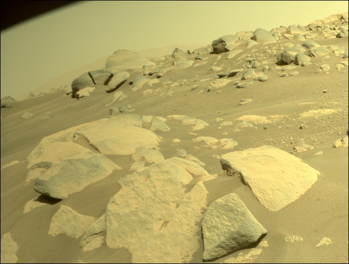 This image was taken by FRONT_HAZCAM_RIGHT_A onboard NASA's Mars rover Perseverance on Sol 73