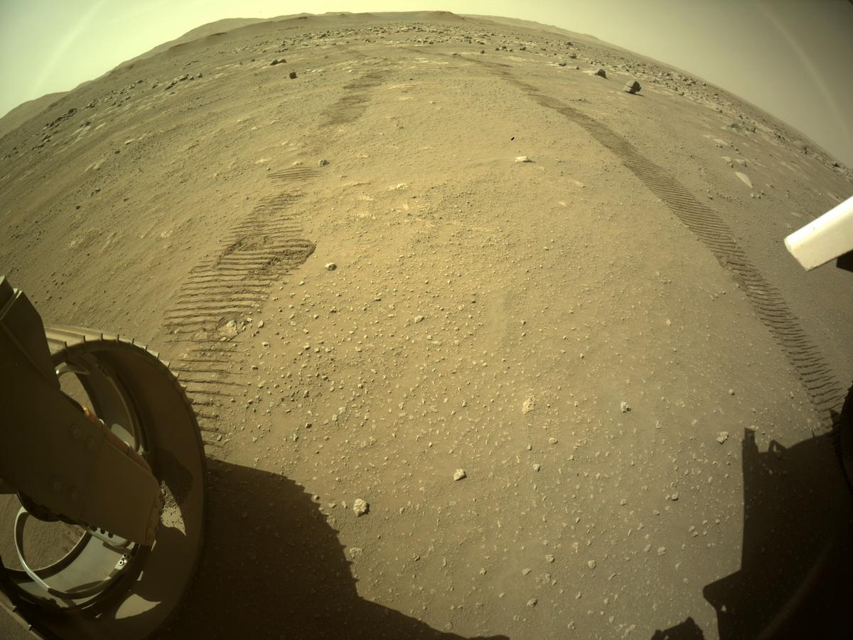 This image was taken by REAR_HAZCAM_LEFT onboard NASA's Mars rover Perseverance on Sol 73