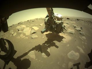 View image taken on Mars, Mars Perseverance Sol 83: Front Left Hazard Avoidance Camera (Hazcam)
