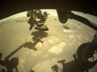 View image taken on Mars, Mars Perseverance Sol 88: Front Right Hazard Avoidance Camera (Hazcam)