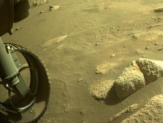 View image taken on Mars, Mars Perseverance Sol 91: Front Left Hazard Avoidance Camera (Hazcam)