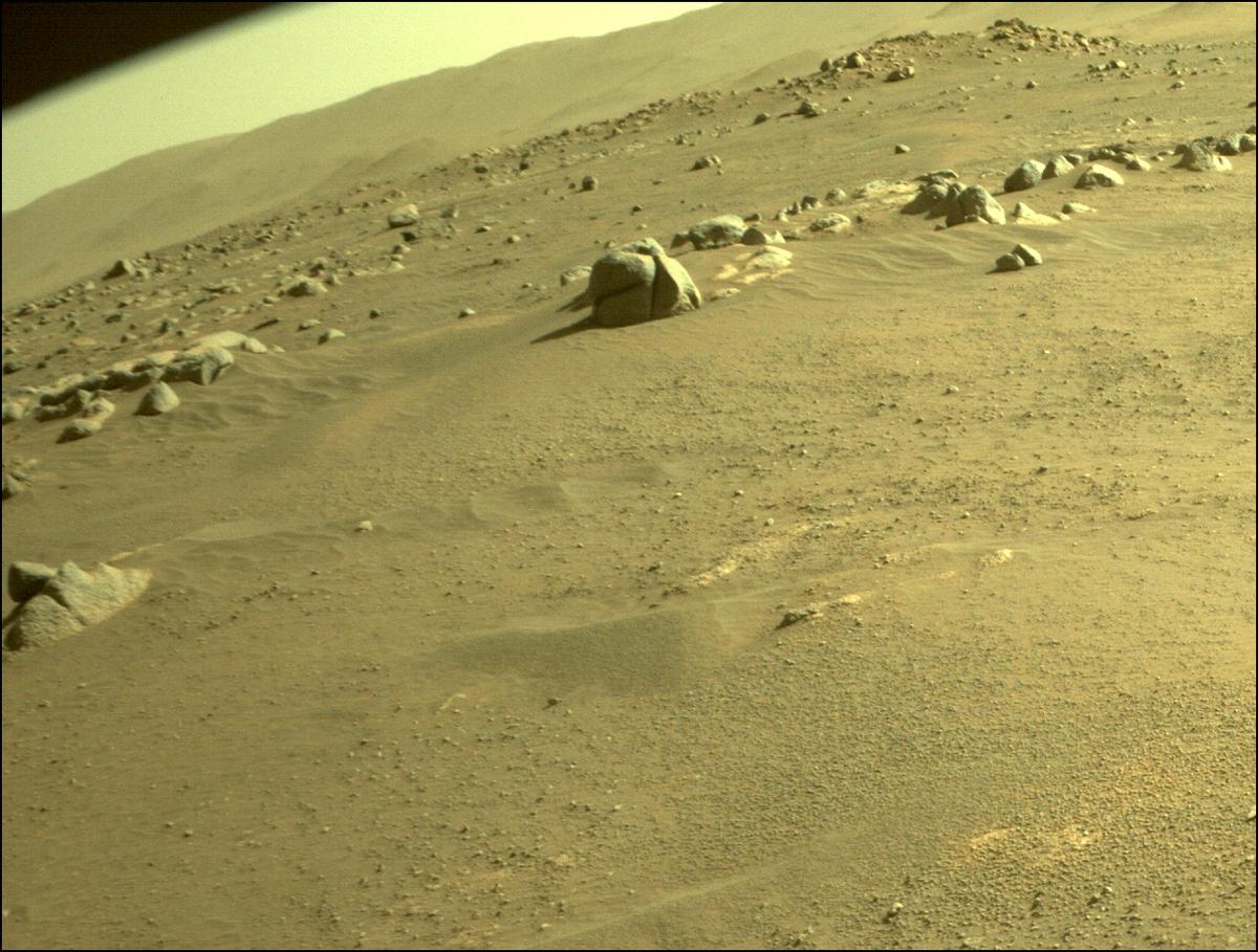 This image was taken by FRONT_HAZCAM_RIGHT_A onboard NASA's Mars rover Perseverance on Sol 91