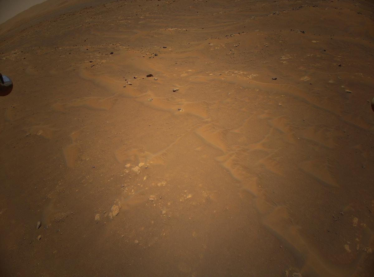 This image was taken by HELI_RTE onboard NASA's Mars rover Perseverance on Sol 91
