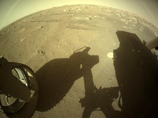 View image taken on Mars, Mars Perseverance Sol 91: Rear Left Hazard Avoidance Camera (Hazcam)