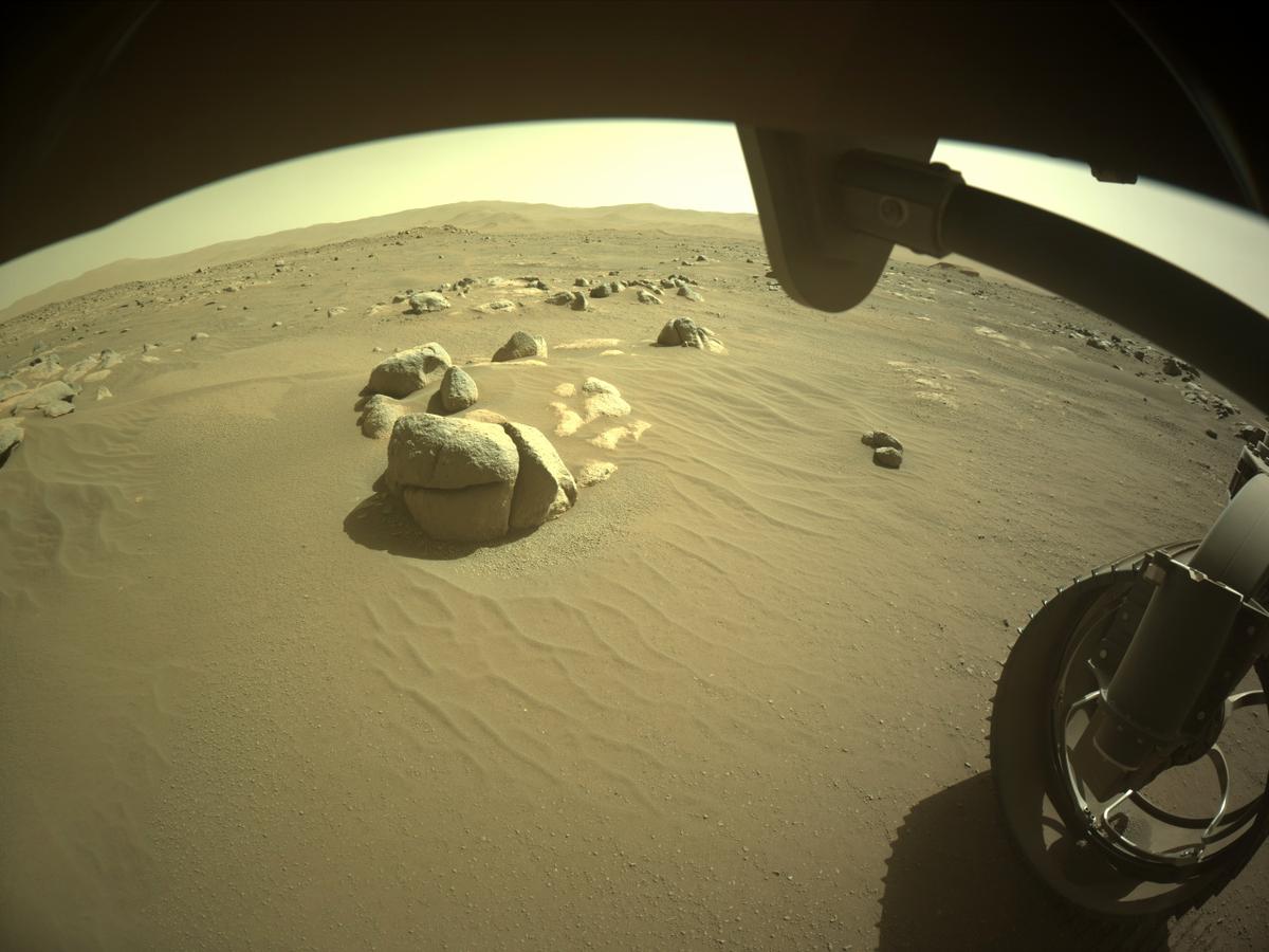This image was taken by FRONT_HAZCAM_RIGHT_A onboard NASA's Mars rover Perseverance on Sol 99