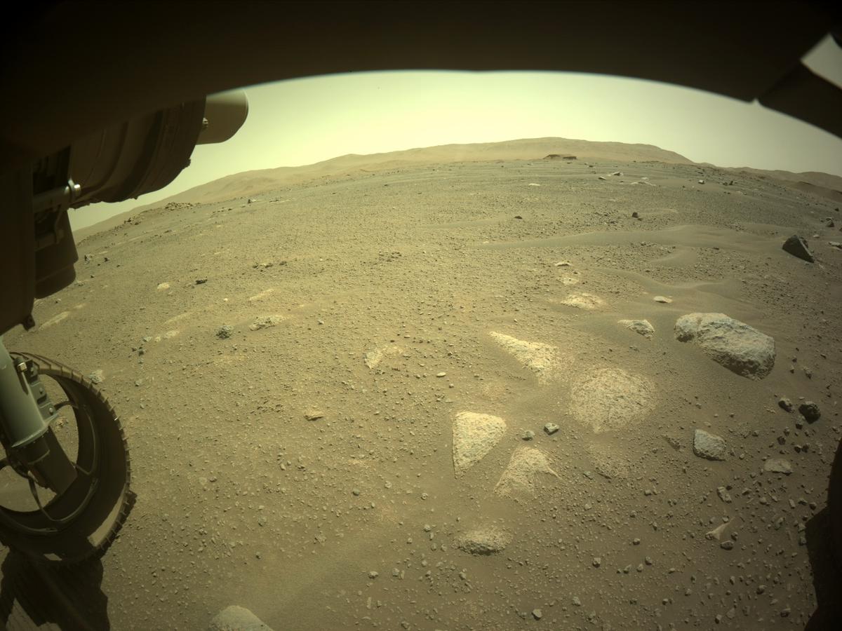 This image was taken by FRONT_HAZCAM_LEFT_A onboard NASA's Mars rover Perseverance on Sol 102