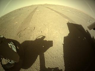 View image taken on Mars, Mars Perseverance Sol 103: Rear Left Hazard Avoidance Camera (Hazcam)