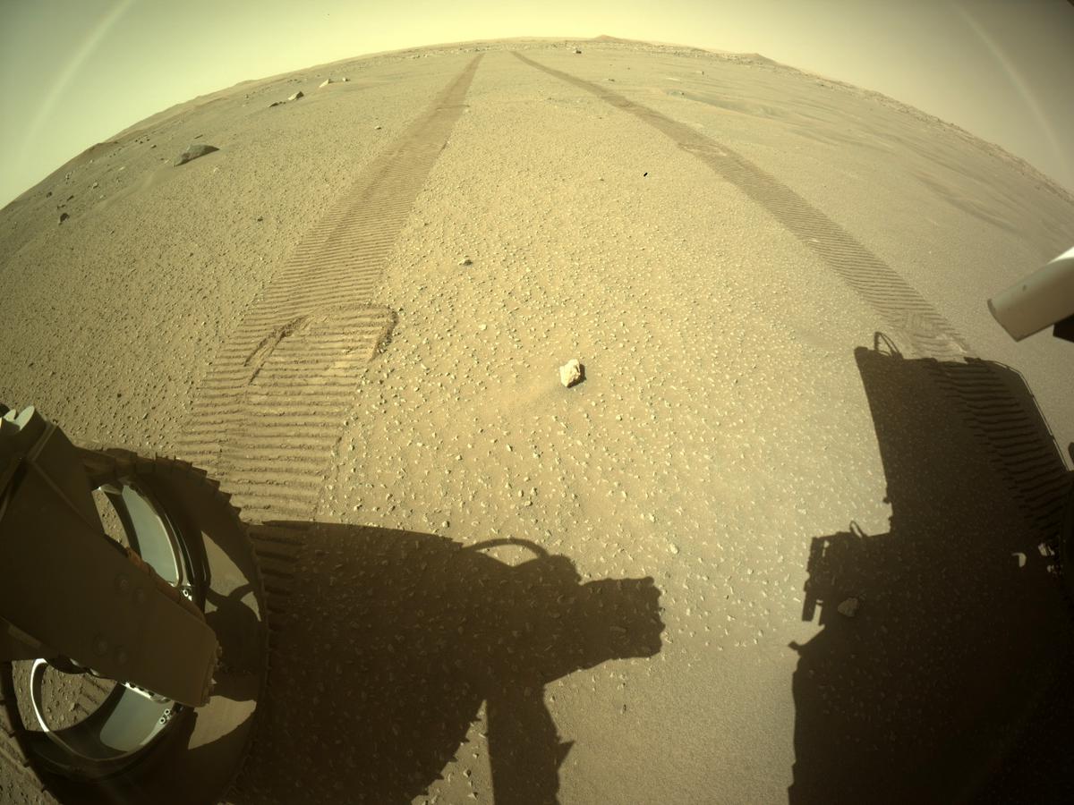 This image was taken by REAR_HAZCAM_LEFT onboard NASA's Mars rover Perseverance on Sol 104