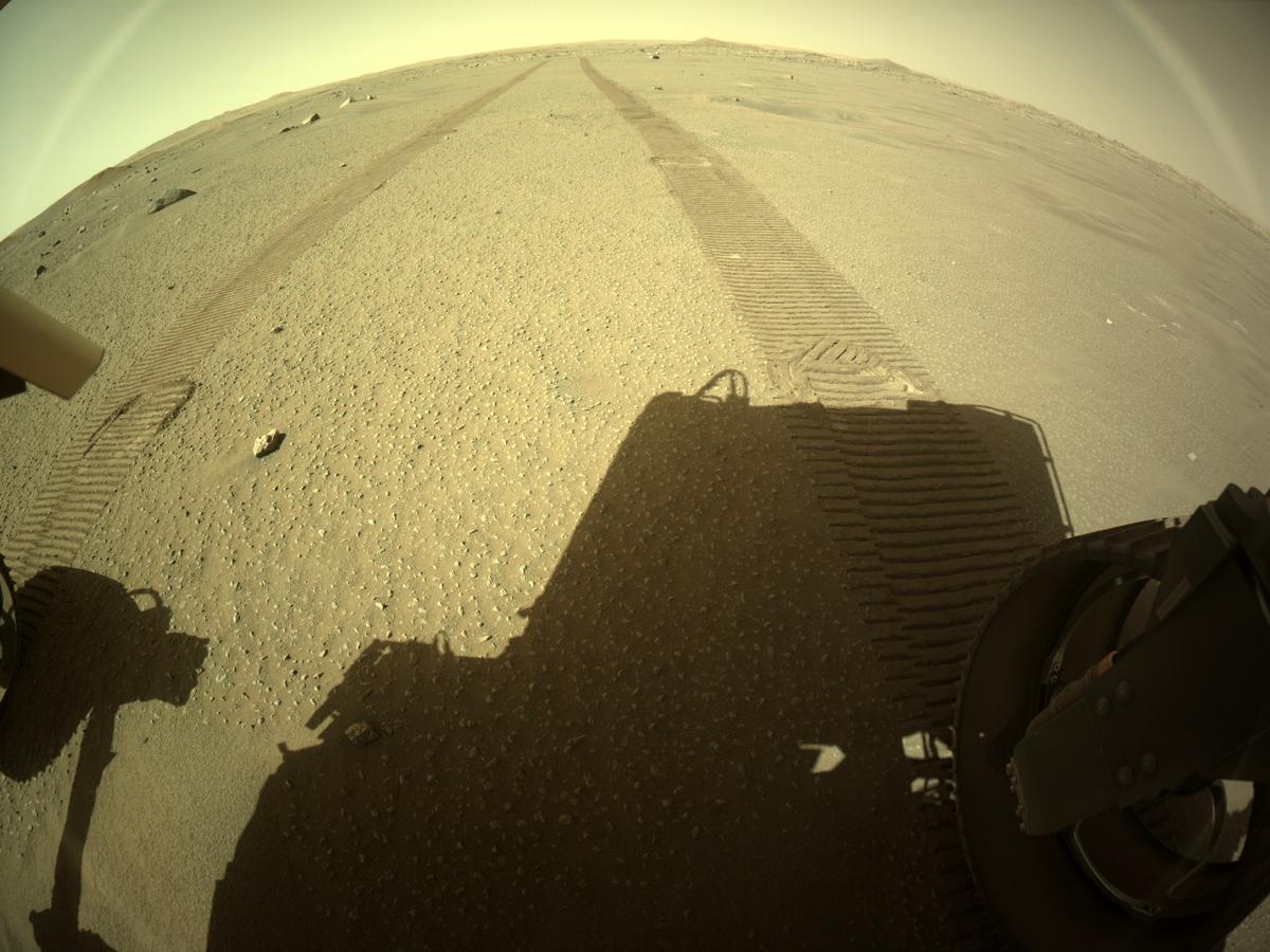 This image was taken by REAR_HAZCAM_RIGHT onboard NASA's Mars rover Perseverance on Sol 104