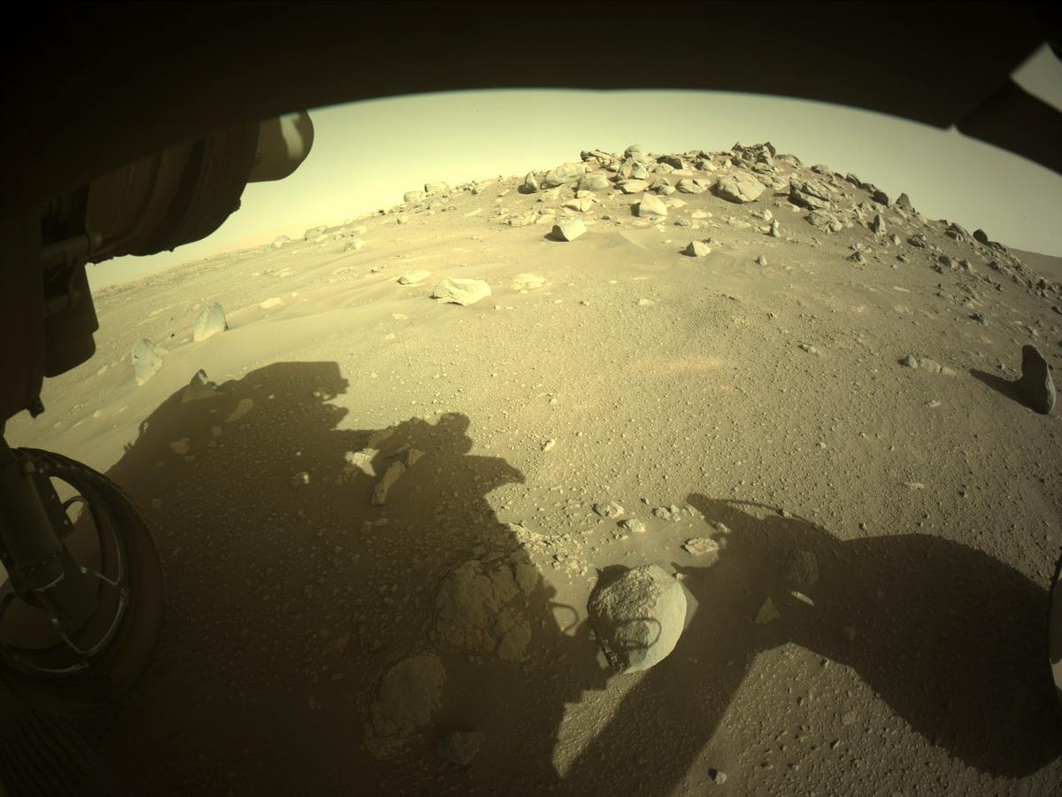 This image was taken by FRONT_HAZCAM_LEFT_A onboard NASA's Mars rover Perseverance on Sol 107