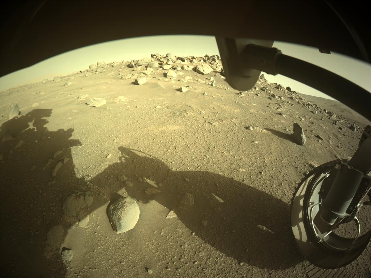 This image was taken by FRONT_HAZCAM_RIGHT_A onboard NASA's Mars rover Perseverance on Sol 107