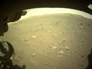 View image taken on Mars, Mars Perseverance Sol 108: Front Left Hazard Avoidance Camera (Hazcam)