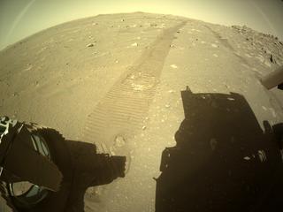 View image taken on Mars, Mars Perseverance Sol 108: Rear Left Hazard Avoidance Camera (Hazcam)
