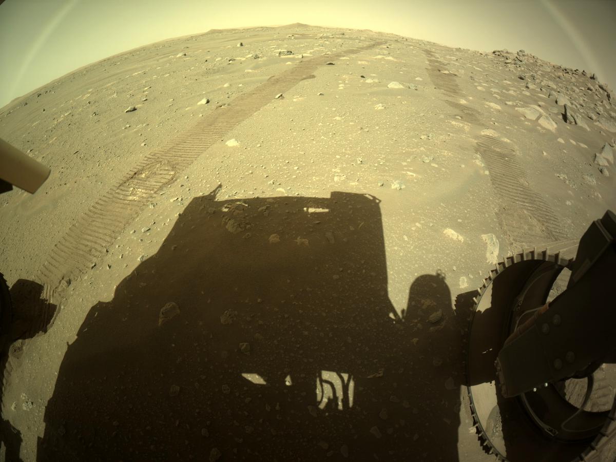 This image was taken by REAR_HAZCAM_RIGHT onboard NASA's Mars rover Perseverance on Sol 108