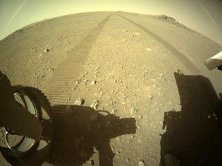 View image taken on Mars, Mars Perseverance Sol 109: Rear Left Hazard Avoidance Camera (Hazcam)