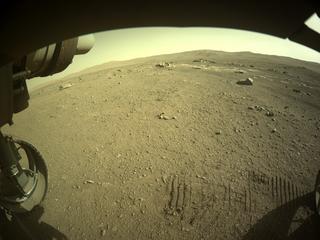 View image taken on Mars, Mars Perseverance Sol 123: Front Left Hazard Avoidance Camera (Hazcam)