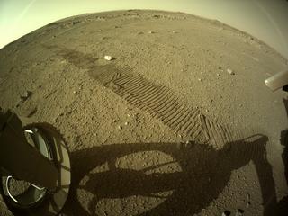 View image taken on Mars, Mars Perseverance Sol 123: Rear Left Hazard Avoidance Camera (Hazcam)