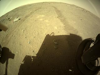 View image taken on Mars, Mars Perseverance Sol 124: Rear Right Hazard Avoidance Camera (Hazcam)