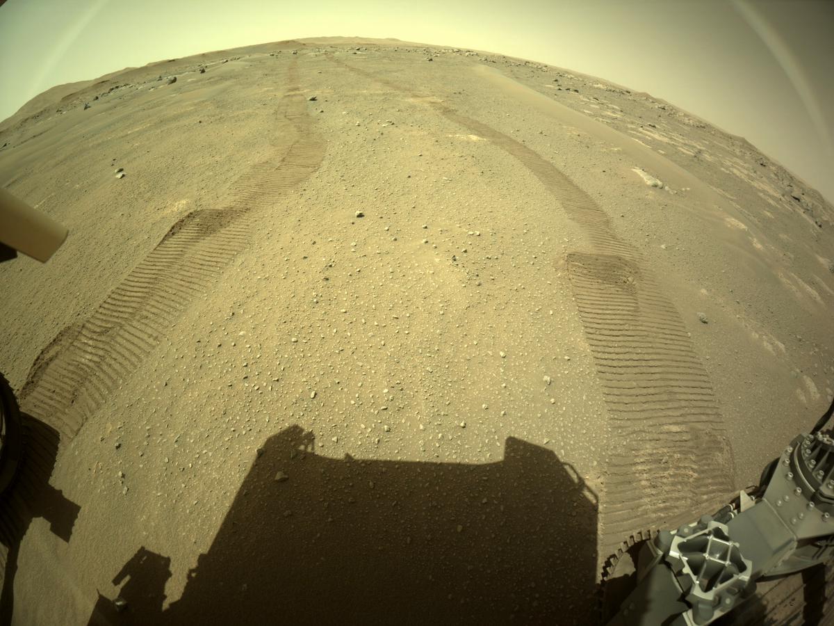This image was taken by REAR_HAZCAM_RIGHT onboard NASA's Mars rover Perseverance on Sol 127