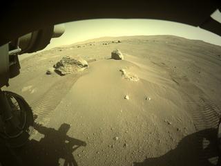 View image taken on Mars, Mars Perseverance Sol 128: Front Left Hazard Avoidance Camera (Hazcam)