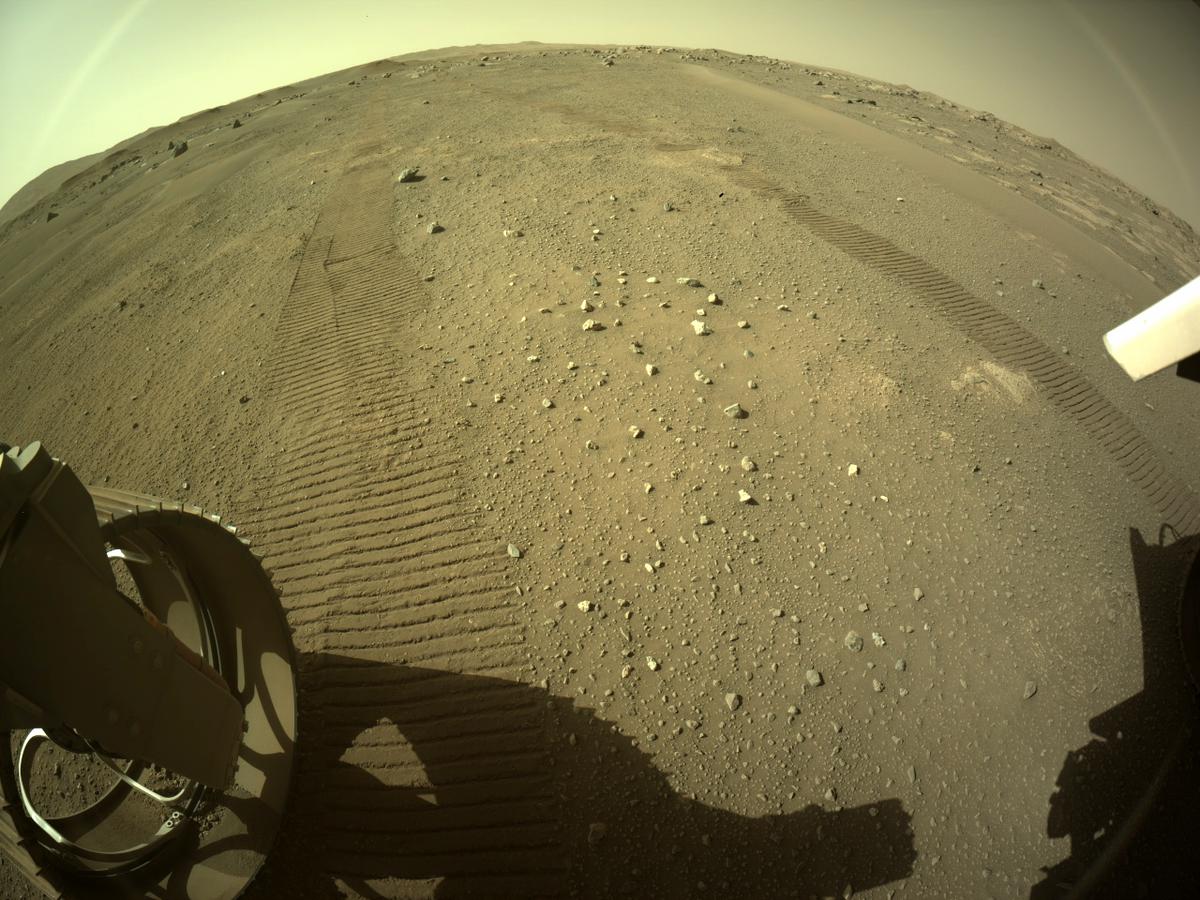 This image was taken by REAR_HAZCAM_LEFT onboard NASA's Mars rover Perseverance on Sol 128