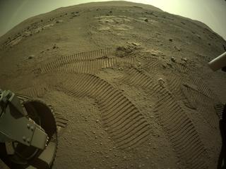 View image taken on Mars, Mars Perseverance Sol 129: Rear Left Hazard Avoidance Camera (Hazcam)
