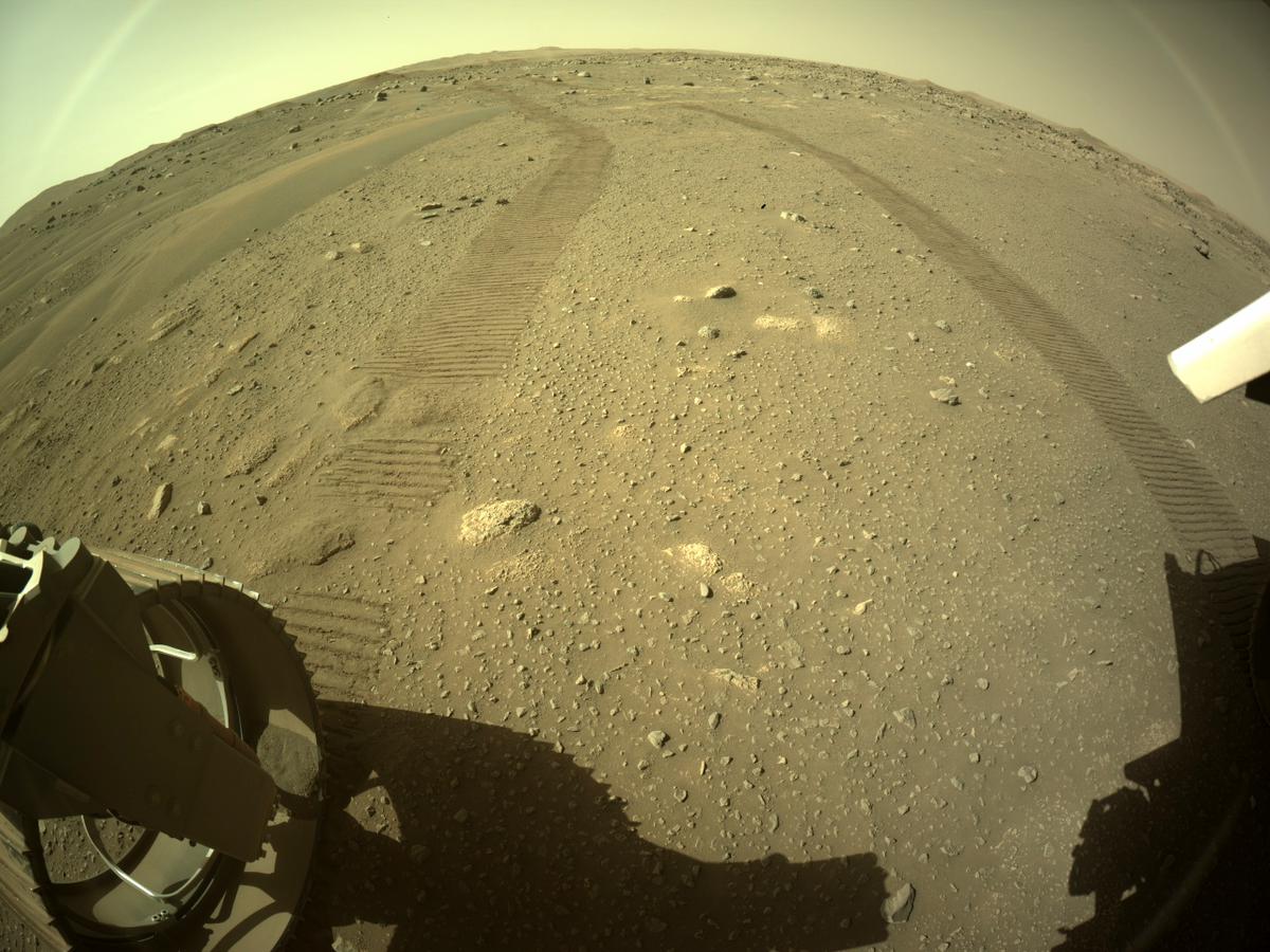 This image was taken by REAR_HAZCAM_LEFT onboard NASA's Mars rover Perseverance on Sol 130