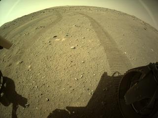 View image taken on Mars, Mars Perseverance Sol 130: Rear Right Hazard Avoidance Camera (Hazcam)