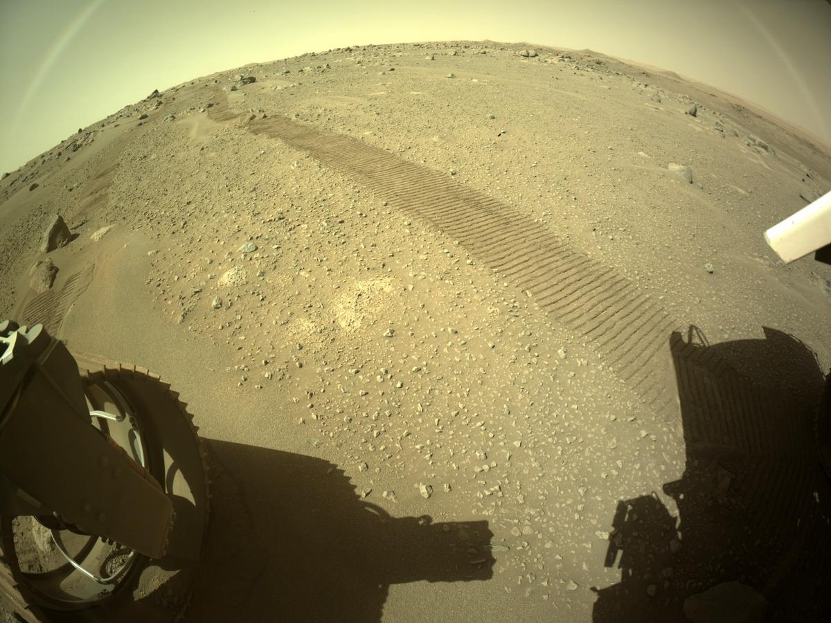 This image was taken by REAR_HAZCAM_LEFT onboard NASA's Mars rover Perseverance on Sol 131