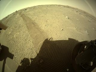 View image taken on Mars, Mars Perseverance Sol 131: Rear Right Hazard Avoidance Camera (Hazcam)