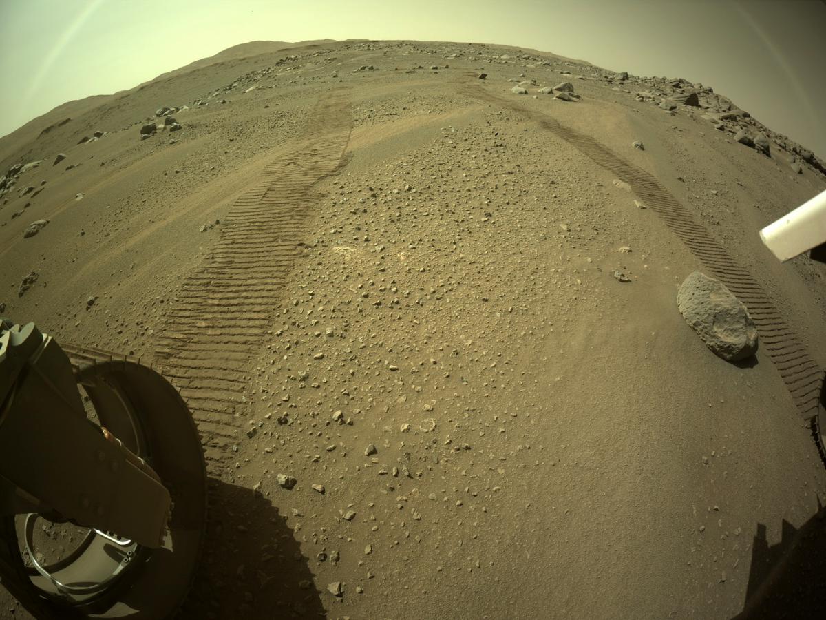 This image was taken by REAR_HAZCAM_LEFT onboard NASA's Mars rover Perseverance on Sol 134