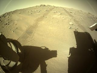 View image taken on Mars, Mars Perseverance Sol 135: Rear Left Hazard Avoidance Camera (Hazcam)