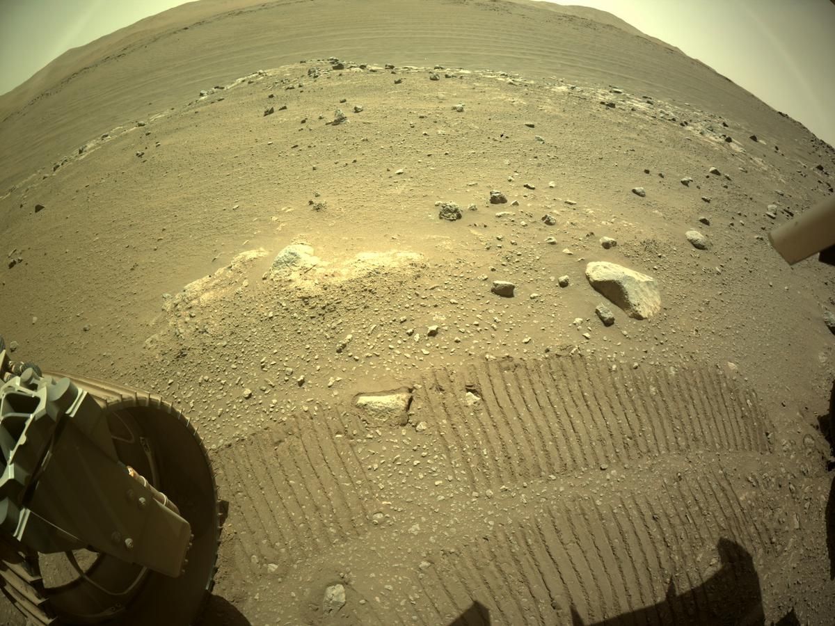 This image was taken by REAR_HAZCAM_LEFT onboard NASA's Mars rover Perseverance on Sol 136