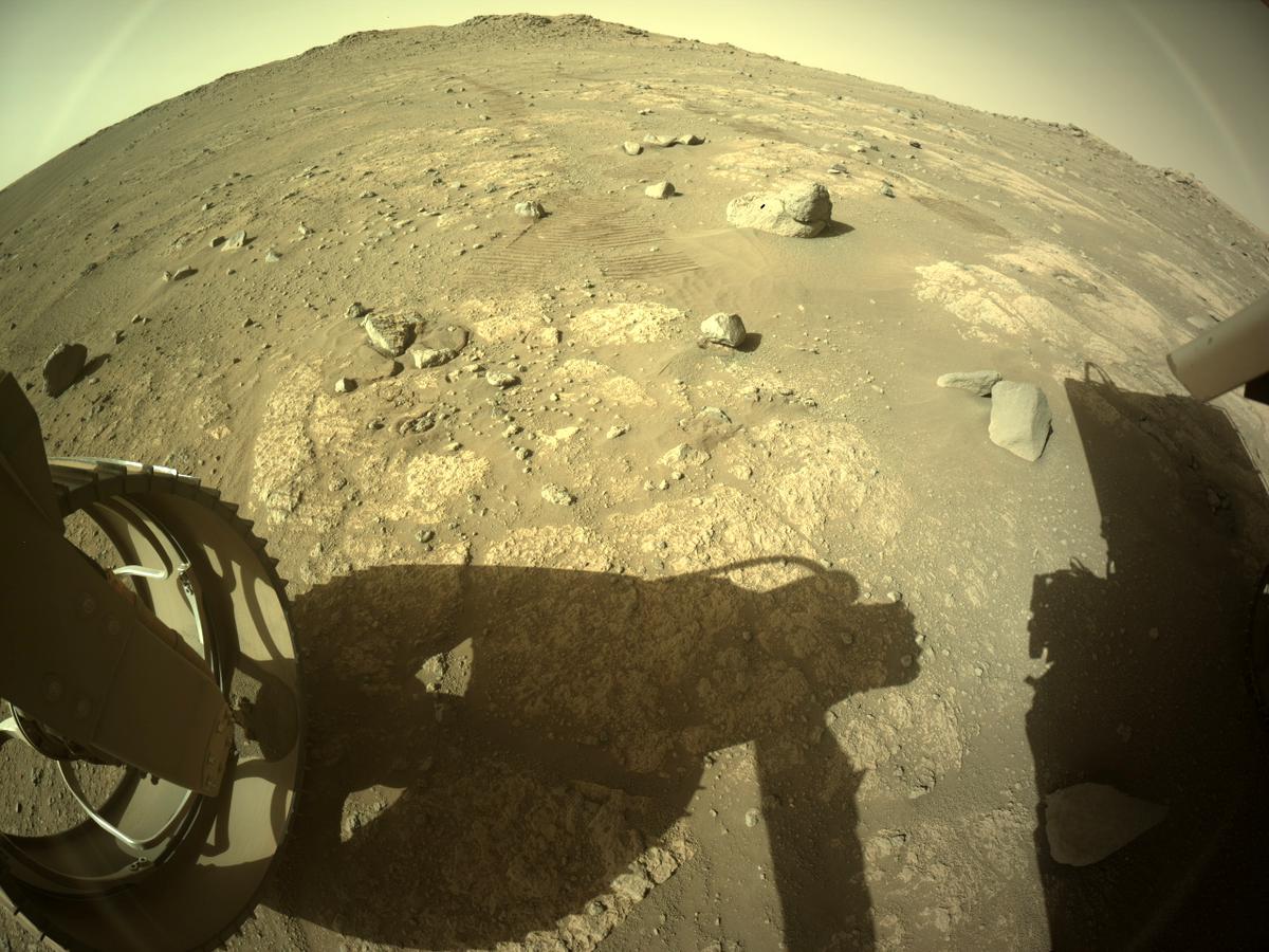 This image was taken by REAR_HAZCAM_LEFT onboard NASA's Mars rover Perseverance on Sol 153