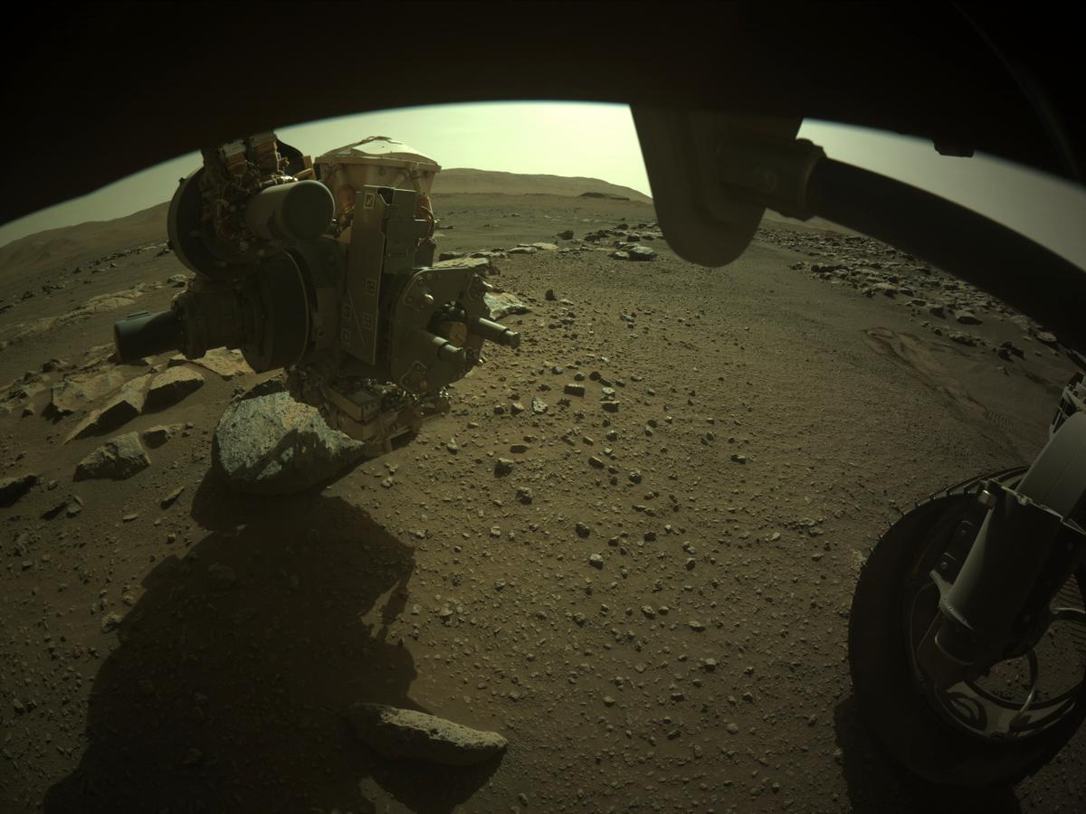 This image was taken by FRONT_HAZCAM_RIGHT_A onboard NASA's Mars rover Perseverance on Sol 182