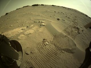 View image taken on Mars, Mars Perseverance Sol 201: Rear Left Hazard Avoidance Camera (Hazcam)