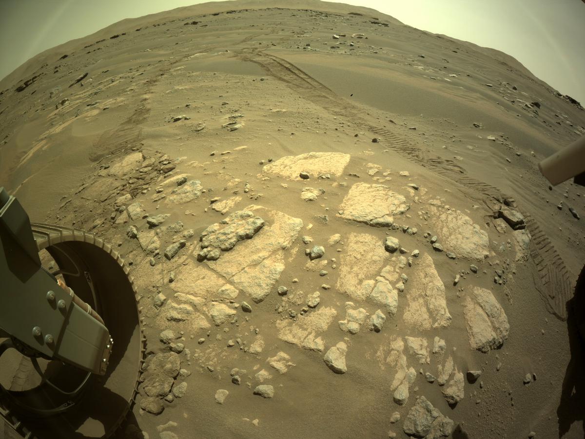 This image was taken by REAR_HAZCAM_LEFT onboard NASA's Mars rover Perseverance on Sol 203